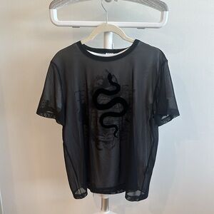 David Naman Secret 2 in 1 T-shirt NWT SMALL mesh black top with snake